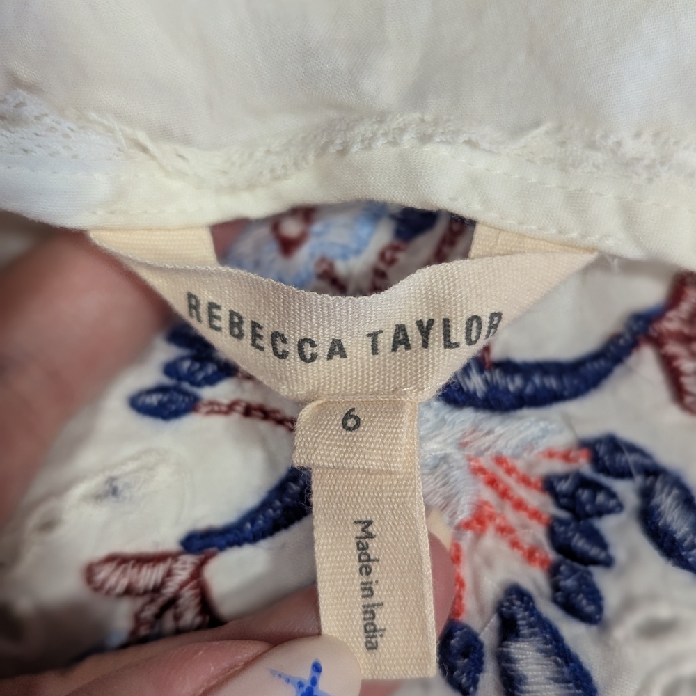 Rebecca Taylor 6 White Eyelet Flutter Sleeve Sundress Embroidered Midi Luxury - Picture 14 of 16